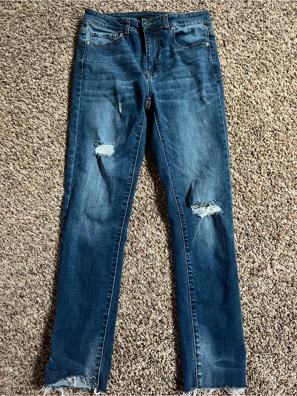 Women's Dark Blue Ripped Skinny Jeans